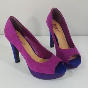 Candies Hot Pink Purple Blue Suede Pumps